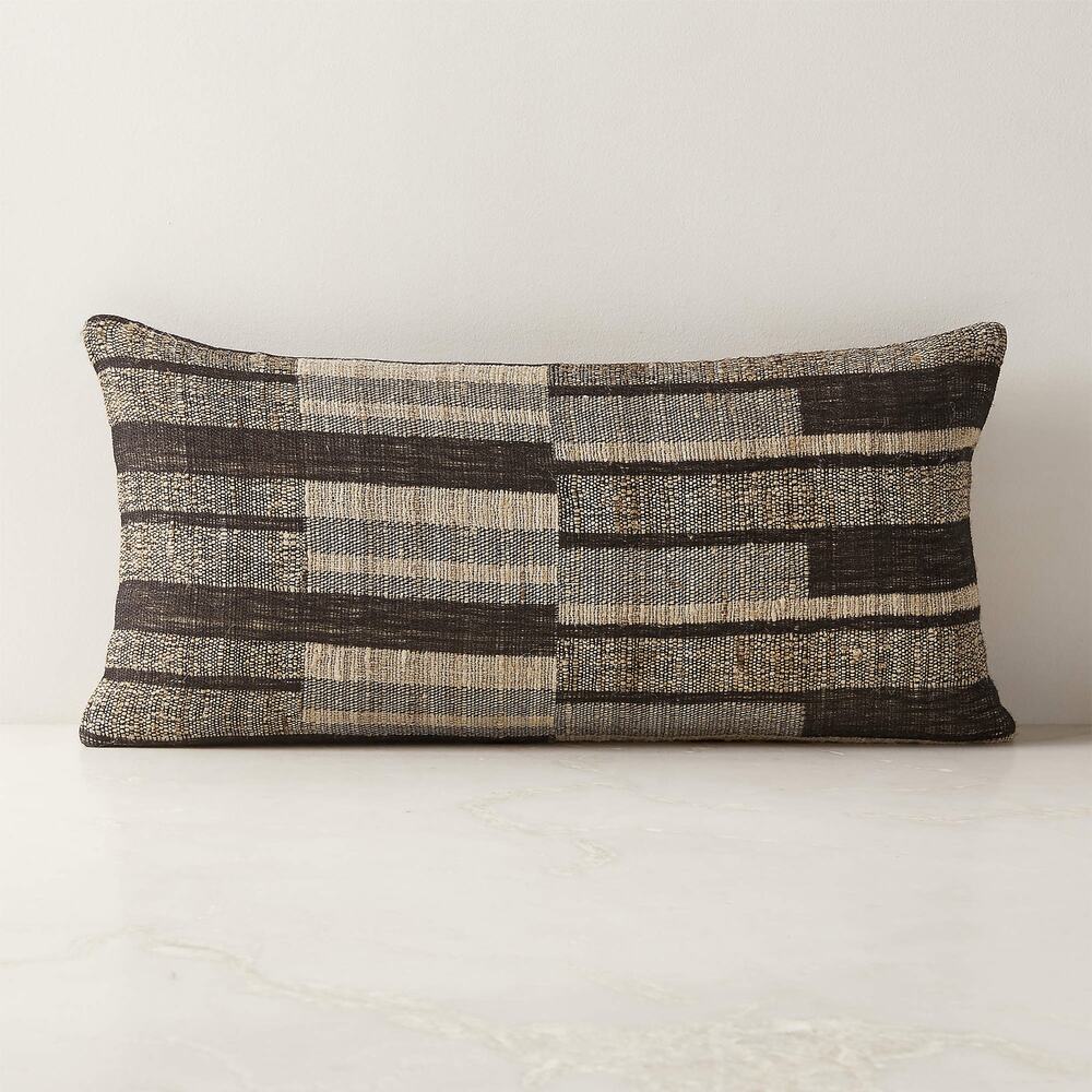 NEW Talita Mink Brown Wool And Silk Lumbar Pillow Cover 23"X11"